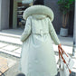 Winter Women's Parker Jacket Hooded Large Fur Collar Jacket Plus Velvet Thick Cotton Jacket Detachable Mid-length Parka Coat