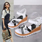 Women's Summer Sandals Thick-soled Korean Version Student Middle-heeled Thick-heeled Platform Casual Beach Sandals Women's Shoes