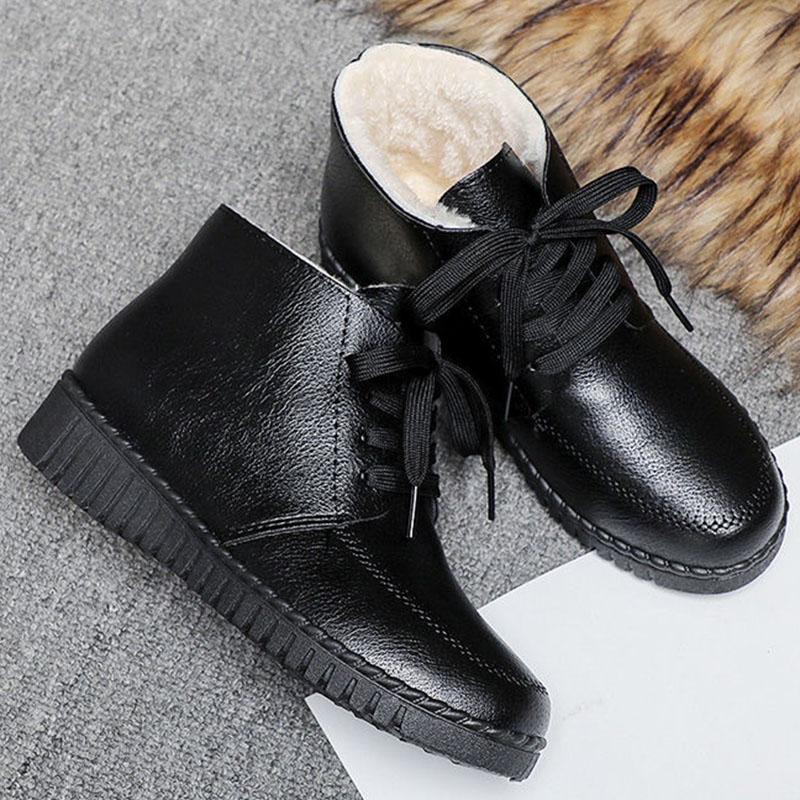 Cotton Shoes Women's Winter Plus Velvet Thickening Warm Middle-aged and Elderly Short Boots Anti-skid Anti-level Bottom Comfortable Cotton Shoes