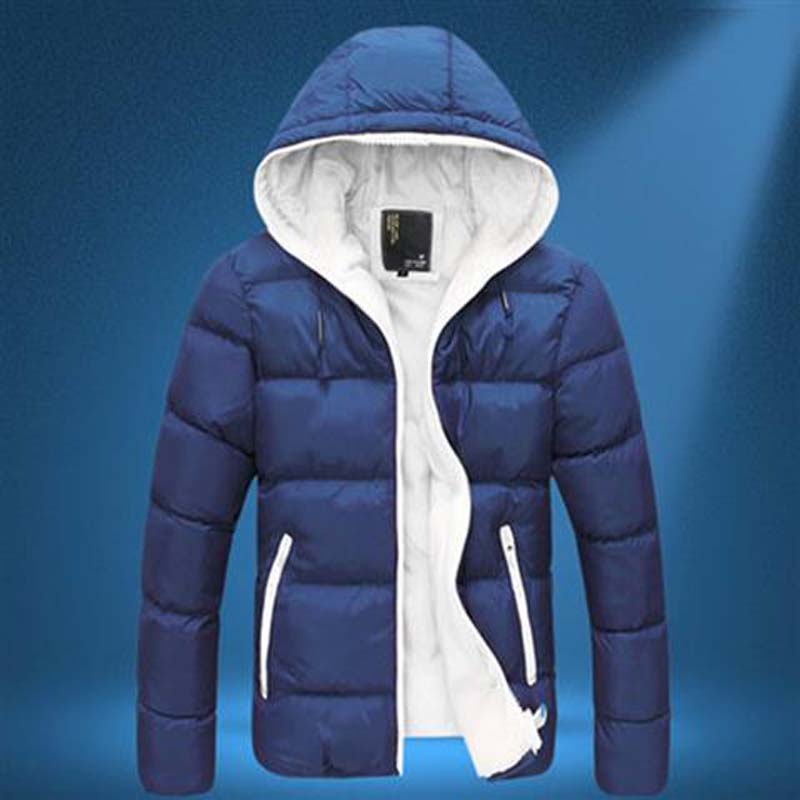 Men's Hooded Windproof Cotton Down Jackets Zipper Long Sleeve Outwear Men Casual Cotton Warm Jacket