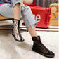 Eugen Gauze Letter Printed Sandals Martin Boots Motorcycle Boots Flat Shoes Breathable Women's Shoes