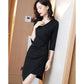 Women V Collar Slim Dress Long Sleeve Occupation Dress Temperament Occupation Tight Dress Vestidos