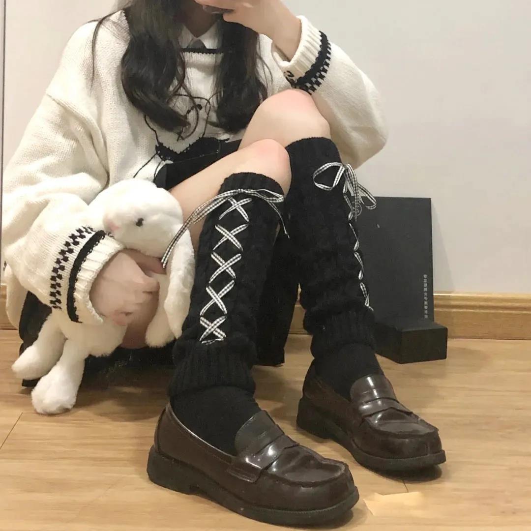 Daily JK Hairy Socks Korean Version of The Hundred Knee Legs Student Warm LOLITA Straps Stacks Stockings Women Autumn and Winter