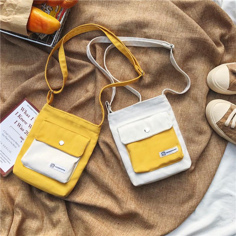 Small Bag Slanting Female Fashion colorful Shoulder Bag Canvas bag Phone Coin Wallet