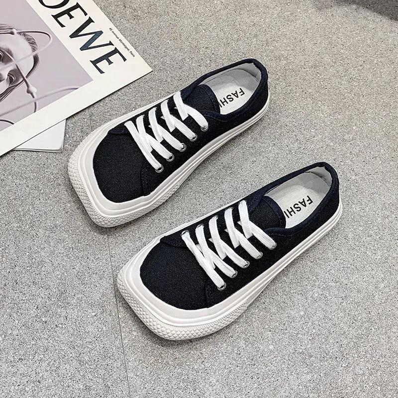 Student Shoes Women Canvas Shoes Female Students Korean Version of Mango Head Women's Shoes Flat All-match Casual Shoes