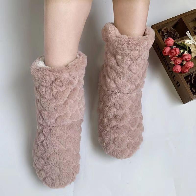 Winter Couple Warm Slippers Non-slip Thicken Plus Velvet Indoor Socks Soft Floor Shoes