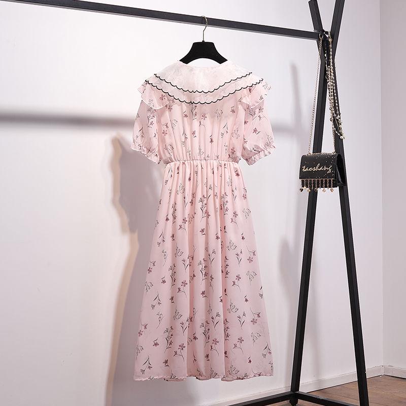 Fashion Bohemian Chiffon Floral Dress Girl Summer Sweet Dress Ruffled Elegant Midi Beach Dress