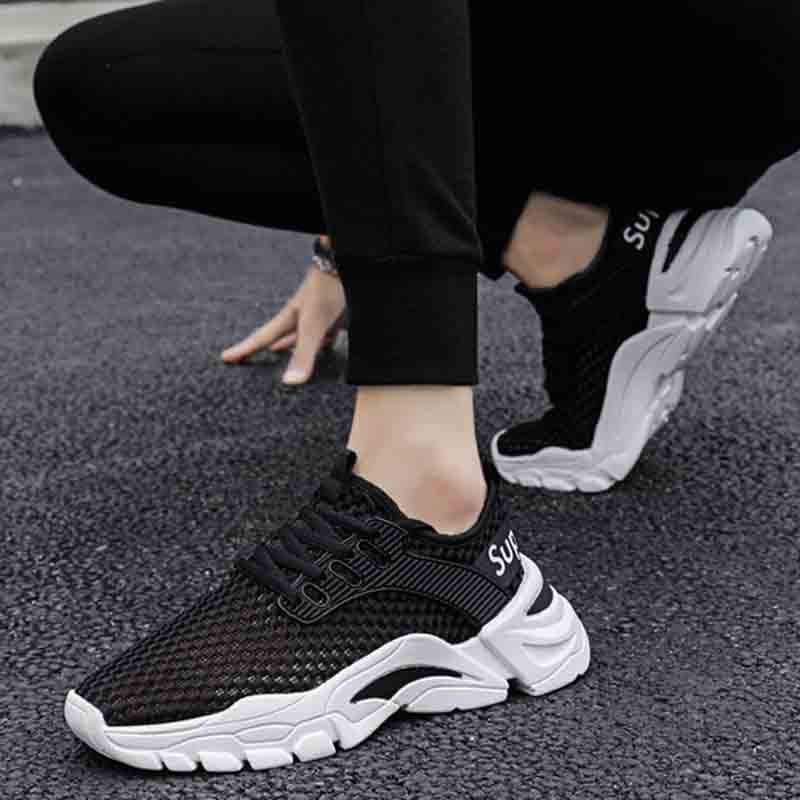 Plus Size 39-44 Fashion Summer Men Mesh Sneakers Low-top Running Basketball Shoes Outdoor Non-slip Sports Shoes Shockproof Shoes