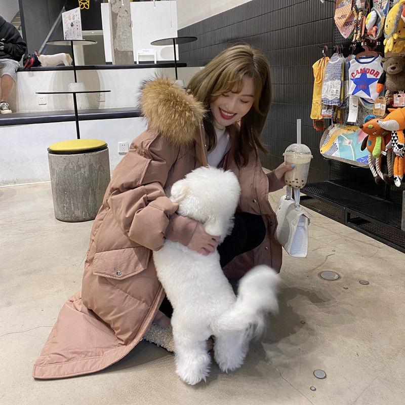 Cotton Clothes Women's Mid-length Winter Clothes Korean Version Ins Hong Kong Style Big Fur Collar Cotton Clothes Bread Clothes Tide
