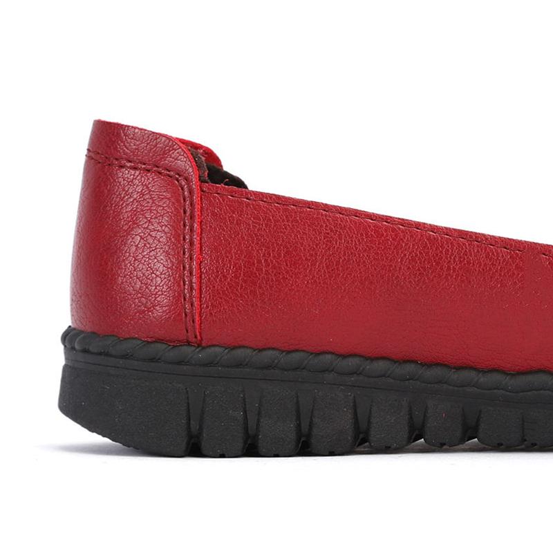 Non-slip Soft Mother Shoes Slip-on Casual Women's Shoes Soft Leather Soft Bottom Non-slip Leather Shoes Single Shoes