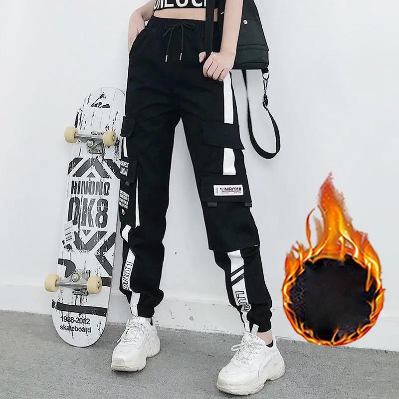 Overalls Women's Loose Autumn and Winter Plus Velvet Models Were Thin Black Harem Pants Casual Cropped Trousers