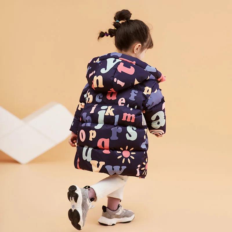 White Duck Down Children's Down Jacket Mid-length Girl Children's Jacket Winter