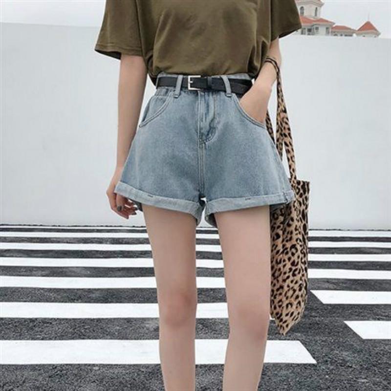 WTEMPO Net Red Denim Shorts Female High Waist Summer Student Wild Was Thin and Loose Wide Legs