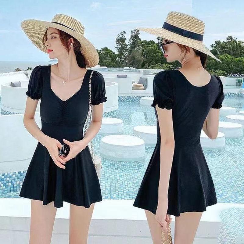 Black Swimsuit Women Summer Cover Belly Slimming Beach Beach Skirt Ladies One-piece Swimsuit Skirt Swimsuit Sweet and Sexy
