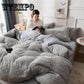 4pcs Luxury Lamb Cashmere Bedding Sets Winter Duvet Cover Quilted Warm Pillowcases Queen King Size