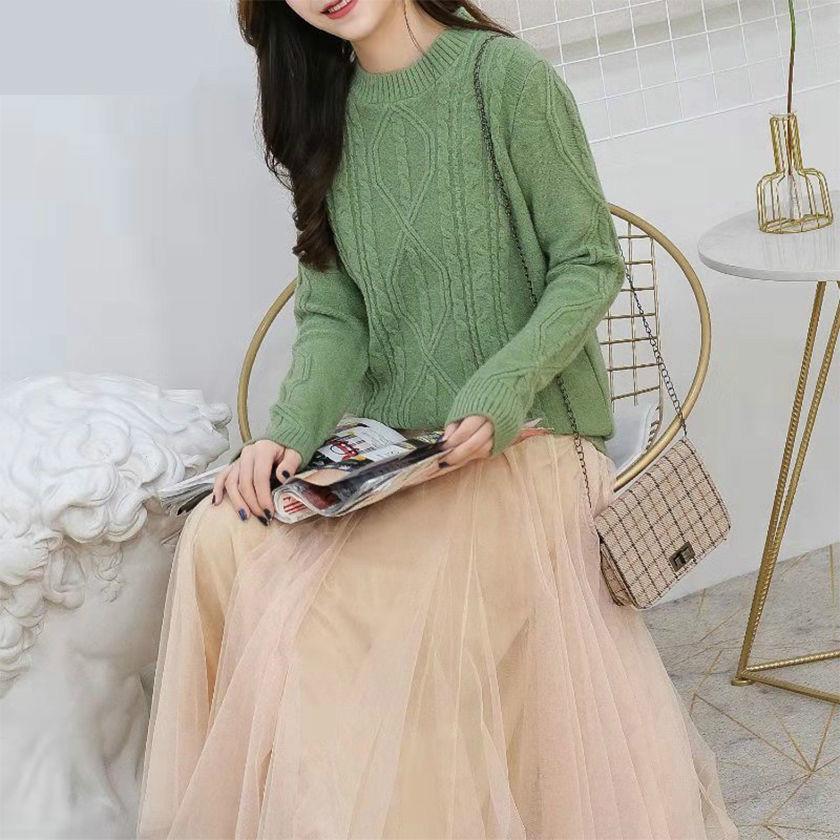 Women Winter Lazy Wind Round Neck Thick Sweater CoatNew  Loose Sweater Women's Sleeve