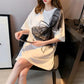 Big Bowknot Women Dress Girl Loose O-Neck Casual Long T-shirt Dress Loose Home Comfort Outer Convenient