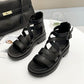 Net Red Women's Spring and Summer Sandals Flip Toe Platform Platform Women's Shoes Back Zipper Roman High Cutout Sandals