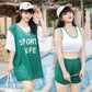 Oversize Swimsuit Women's Sports Vest Shorts Transparent Blouse Separate Three-pieces Swimming Set Conservative Swimsuit Summer Beach Wear