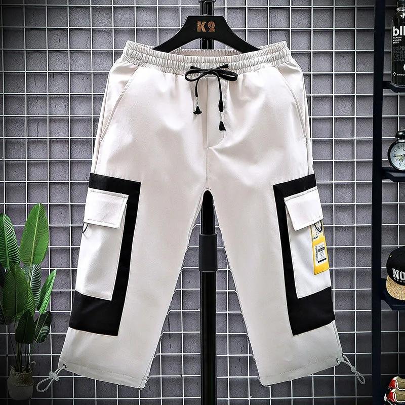 Summer Men's Cropped Pants Men's Loose All-match Breeches Handsome Workwear Casual Pants Thin Summer 7-point Shorts Men