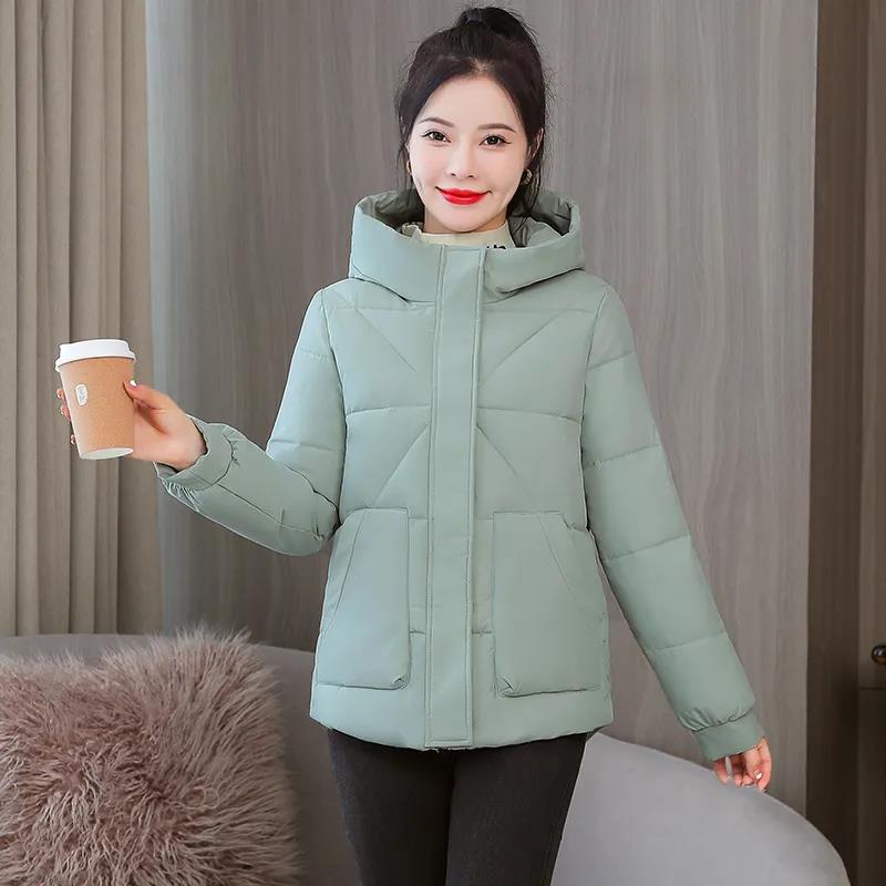 Loose Fashion and Western Style All-match Short Padded Jacket Women's Winter Jackets Increase Thickening Hooded Tide