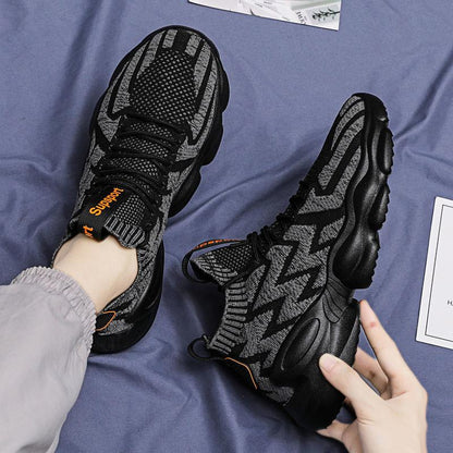 Men's Shoes Breathable Leisure Mesh Sports Running Shoes Flying Woven Socks Ins Dad Tide Shoes
