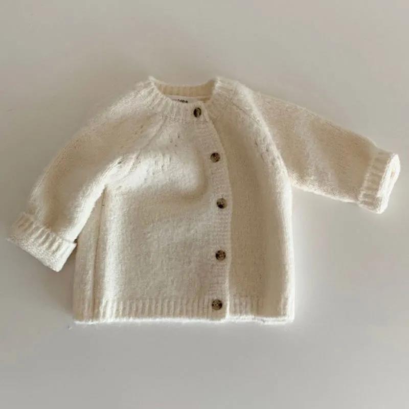 Korean Ins Baby and Children's Clothing Texture Versatile Sweater Coat Baby Round Neck Thickened Knitted Cardigan Autumn and Winter Clothing