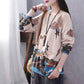 Vintage  Literary Print Long-sleeved Sweater Women Fall/winter Oversized Knit Sweater Outwear  Pullover Jumper Top with Pocket