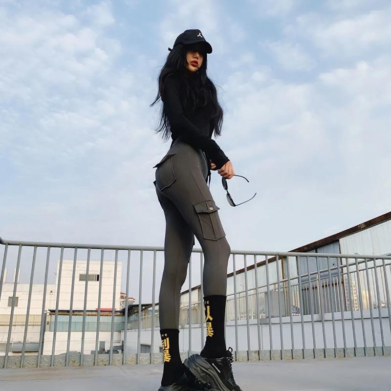 High Waist Tight Leggings Women's Peach Hip Outer Wear Running Fitness Tooling Sports Yoga Pants Women's Jogging Casual Pants