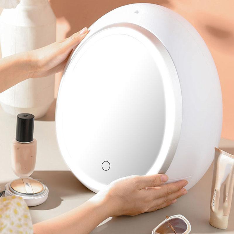 Cosmetic Mirror with Storage Box Dust-proof Large-capacity Cosmetic Mirror LED HD Adjustable Light Makeup Mirror