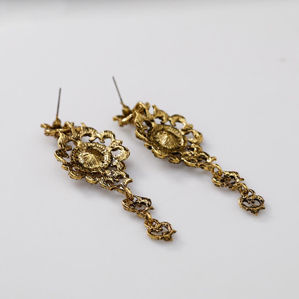Creative Bohemian Retro Water Drops Tassel Long Earrings Jewelry Set Gifts fit with Wedding Dress