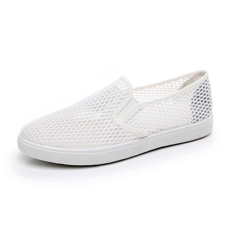 WTEMPO Summer Air White Shoe Surface Female A Pedal Students with Flat Net Movement Leisure Shoes