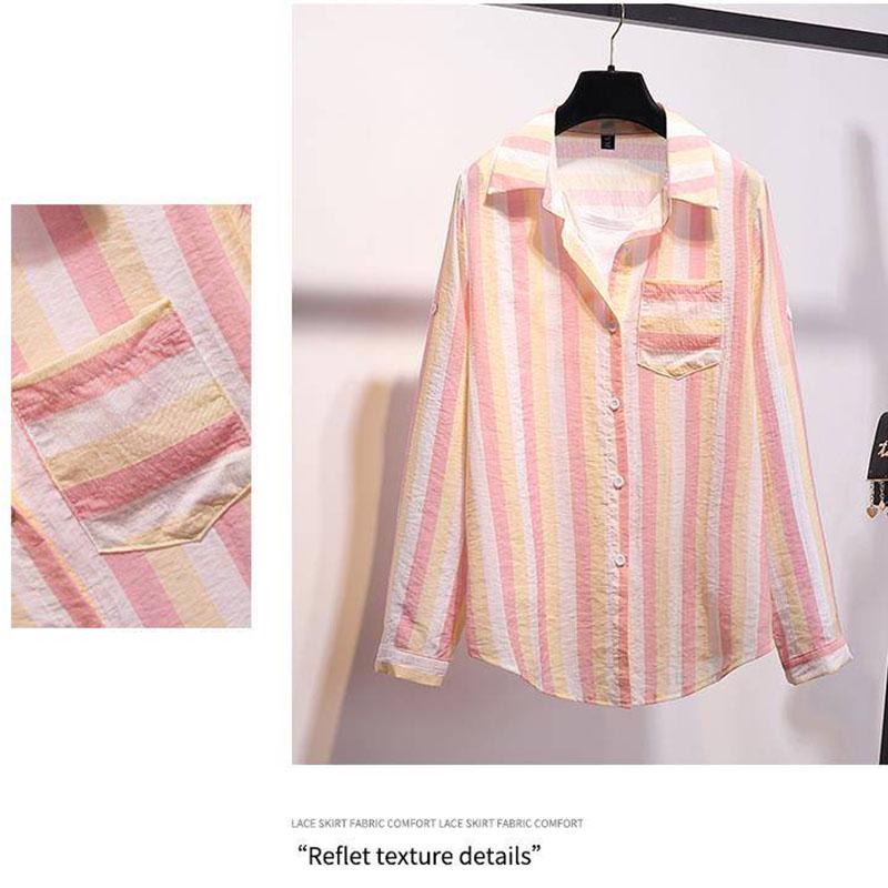 Pofulove Women Fake Two-piece Striped Shirt Hole Denim Shorts Two-piece High-waist Shorts Set Summer