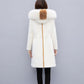Winter Faux Woolen Coat Women's Long Thick Warm Hooded Coat Slim Plus Size Overcoat with Faux Mink Fur Collar