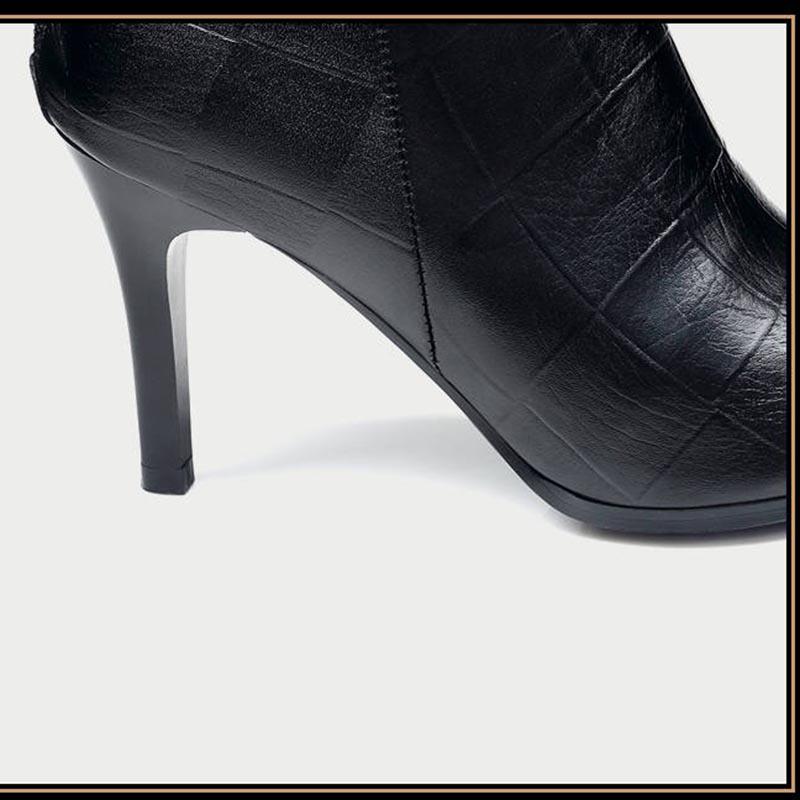 High Heels Women Ankle Boots Pointed Toe Zip Footwear Leather Female Boot Shoes Woman Winter