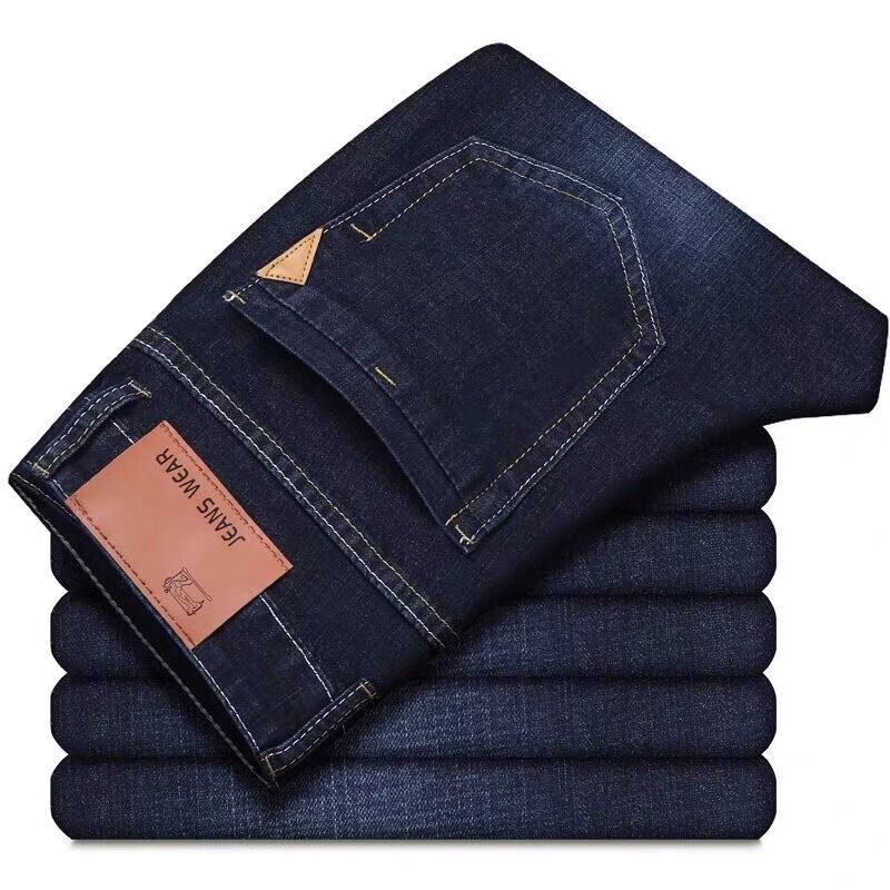 Men's Elastic Jeans Straight Loose Large Size Thickened Elastic Men's Pants Daily Casual Trousers