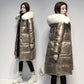 Women's Down Padded Jacket Long Over The Knee Winter Thickening Korean Loose Shiny Cotton Warm Jacket