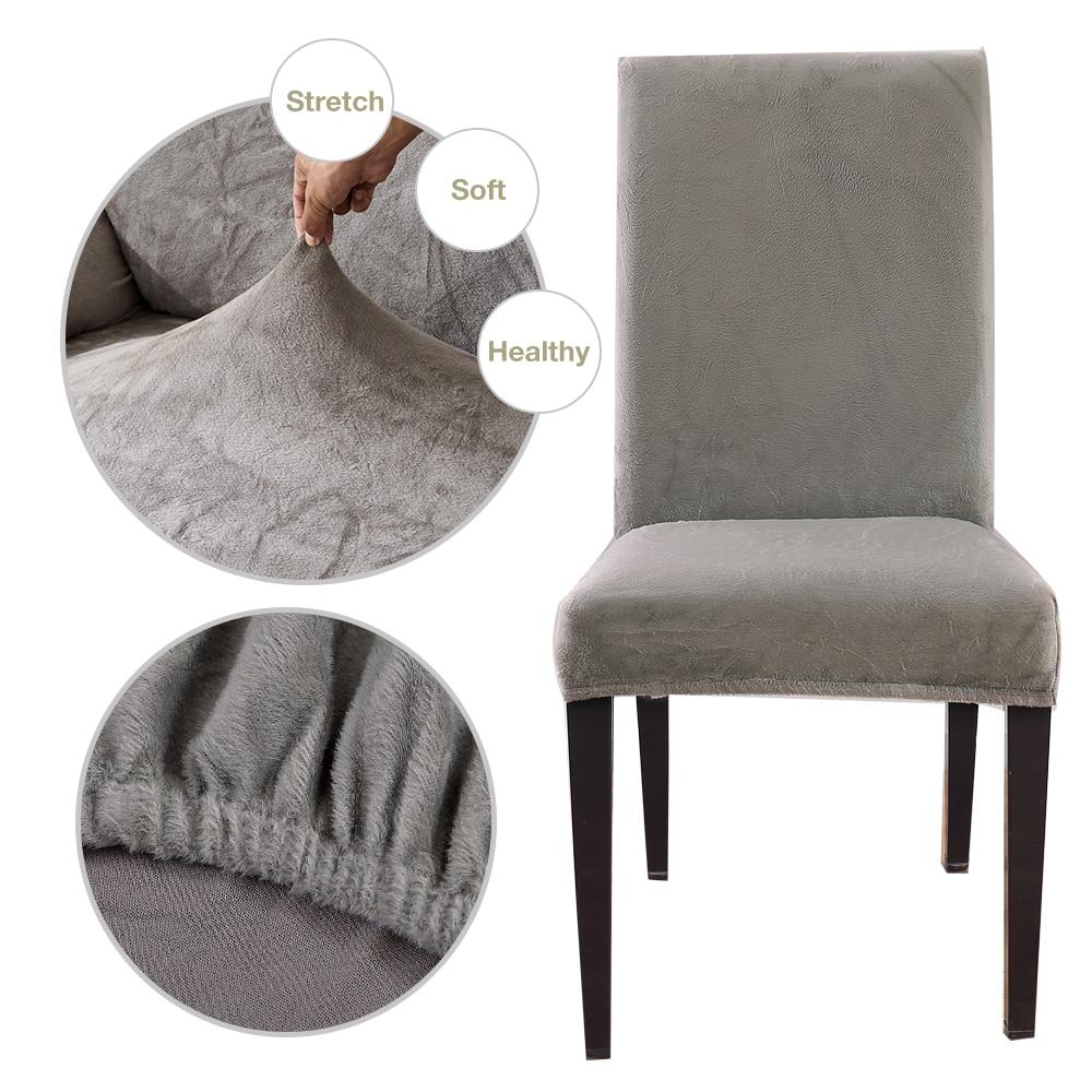 2/4/6pcs Velvet Plush Chair Cover Removable Stretch Slipcovers Fox Pile Restaurant Seat Cover for Dinning Room Banquet Hotel Chair Covers