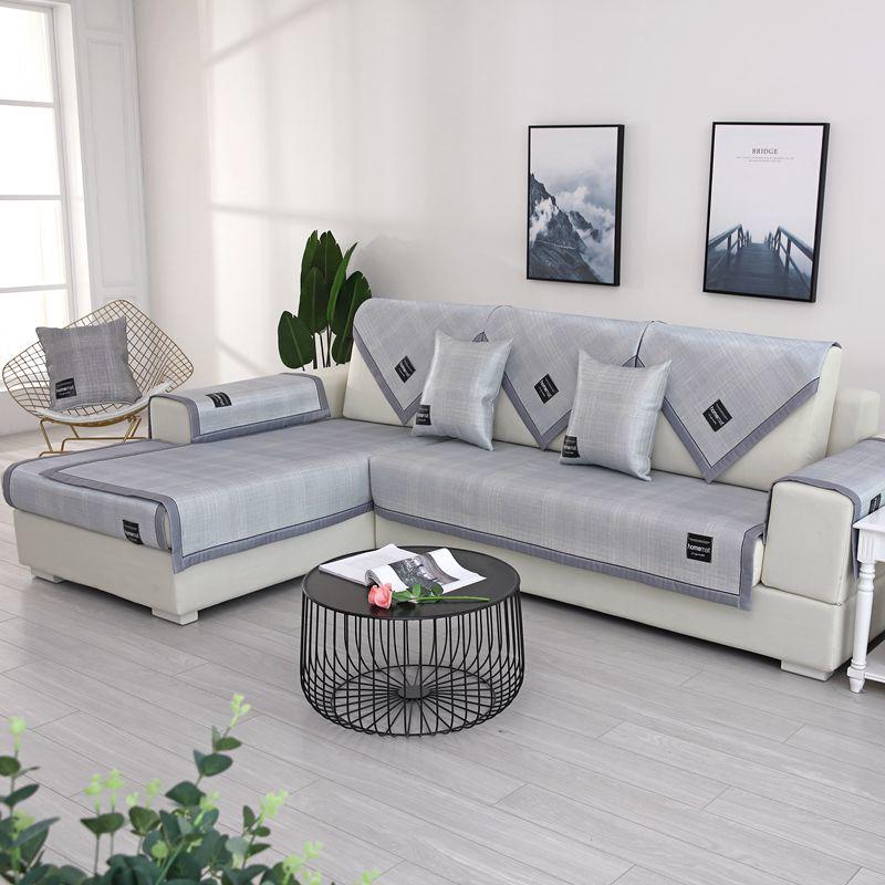 Ice silk sofa covers Modern simplicity Couch Cover Reversible Washable Removable Armrest Slipcovers