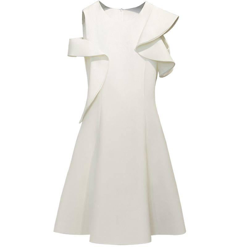 Summer Lady High-grade Off-the-shoulder Sleeveless Dress Pleated Dress Party Evening Dress