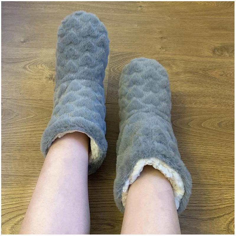 Winter Couple Warm Slippers Non-slip Thicken Plus Velvet Indoor Socks Soft Floor Shoes