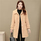 Fashionable and Elegant Women's Cotton-padded Coat In Winter Long Thick and Warm Fur Coat with Large Fur Collar