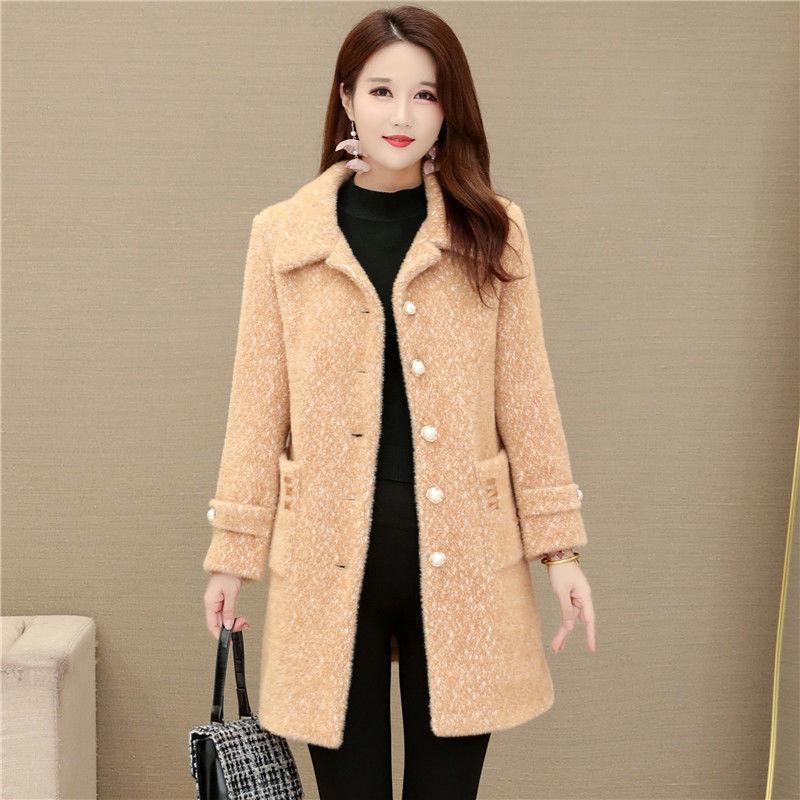 Fashionable and Elegant Women's Cotton-padded Coat In Winter Long Thick and Warm Fur Coat with Large Fur Collar