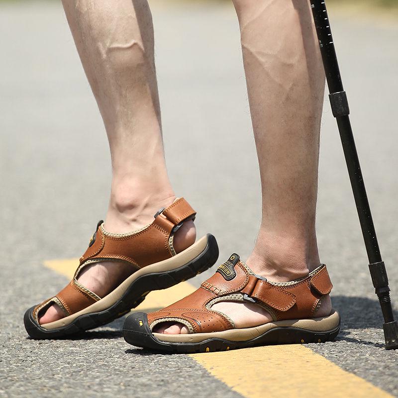 Sandals Leather Men's Shoes Outdoor Beach Shoes Men's First Layer Cowhide Sandals Men's Shoes