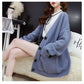 4 Colors Women Cashmere Long Section Loose V-neck Sweaters Knitted Cardigan Button Jacket