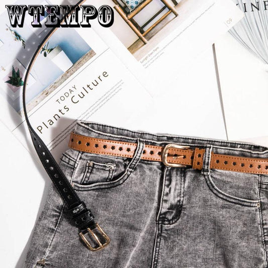 Faux Leather Belts solid Color Thin Skinny Waistband Adjustable Belt Simple Solid Color Fashion