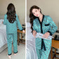 Women's Spring Autumn Long Sleeves Pajamas Ice Silk Sexy Loose Homewear Silk Suit Lapel Ice Silk Outerwear Suit
