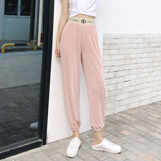 Large Size Bloomers Female Fat Loose High-waisted Waistband Nine Points Cool and Mosquito-proof Plus Casual Sports Pants