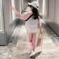 Girls Summer Korean Version Suit Printing Pullover Short-sleeved Casual Loose Trousers Breathable and Comfortable Sports Two-piece Set
