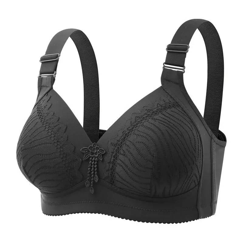 Thin Embroidered Beautiful Back No Steel Rings Gathering Anti-sagging Receiving Side Breasts Large Size Thin Ladies Sexy Adjustable Bra
